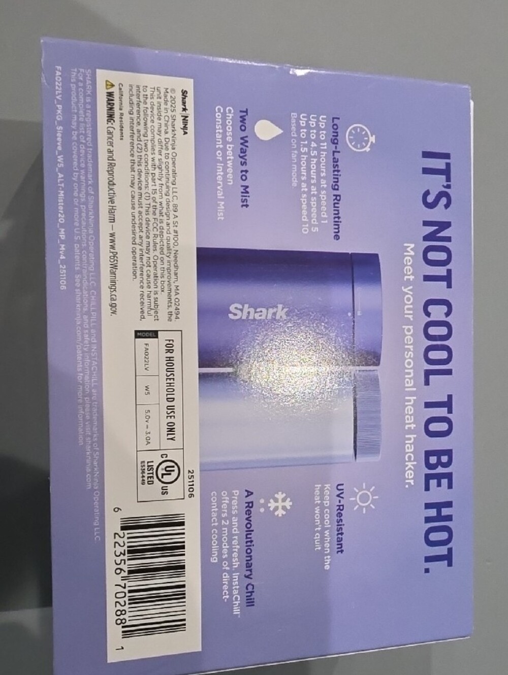 Shark Chill Pill Portable Fan + Mist Color Shown - Picture 3 of 4
